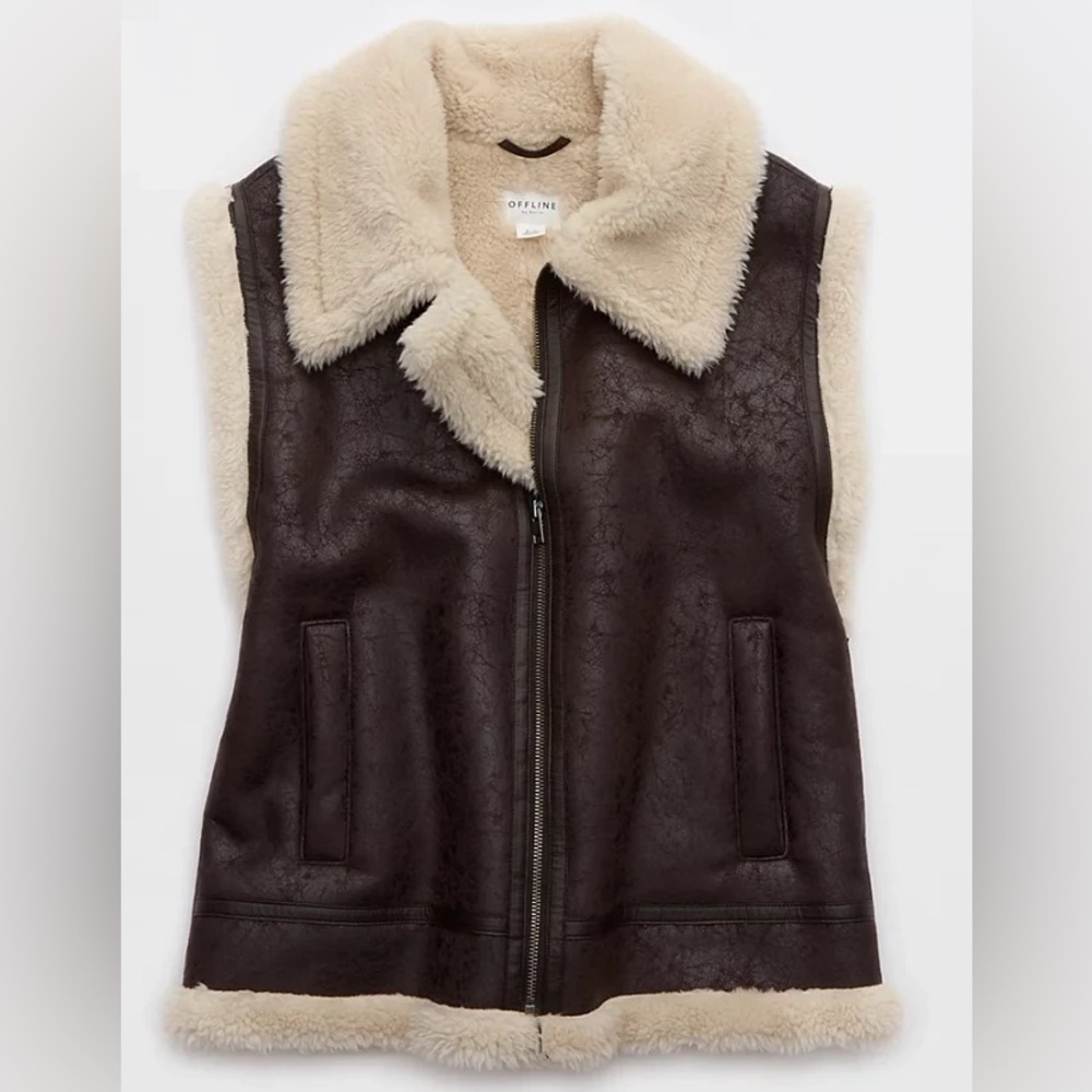 AE OFFLINE Faux Leather Sherpa Vest